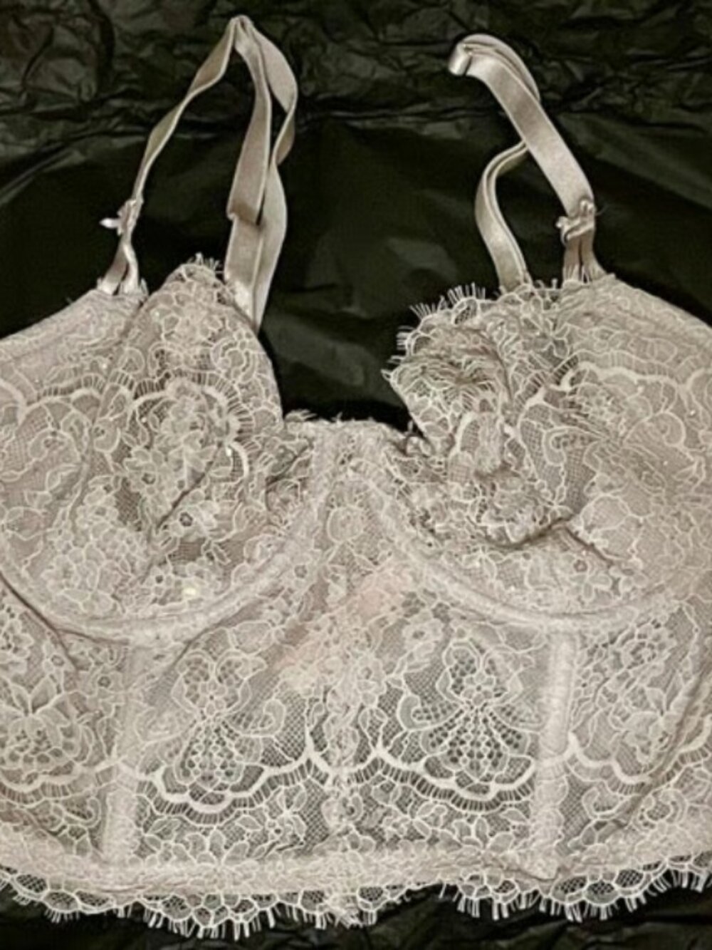 purple 32D Victoria’s Dream Angels lace Wicked Allure Rhinestone bra longline